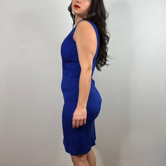 Kay Unger Royal Blue Sheath Dress with Cutout Neckline - Picture 2 of 6